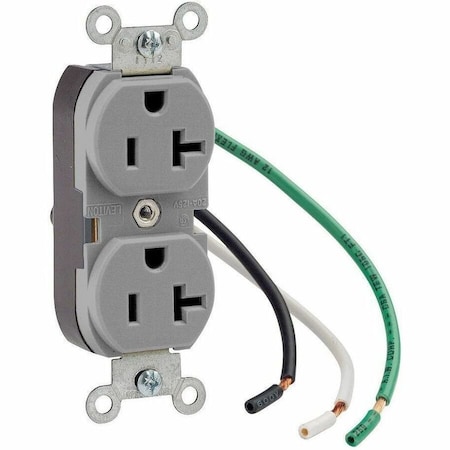 Leviton Leaded Dup 20A 125V Self-Gr Gry 5362-LGY