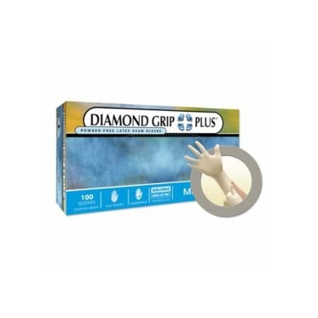 Ansell Diamond Grip Plus DGP-350 Latex Exam Gloves, Large, Natural Rubber Latex, 100PK 748-DGP-350-L