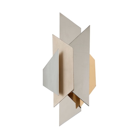 Corbett Lighting Modernist 1 Light Wall Sconce 8.75 In. Pol Ss W Silver/Gold Leaf 207-11-SS/WSL/GL