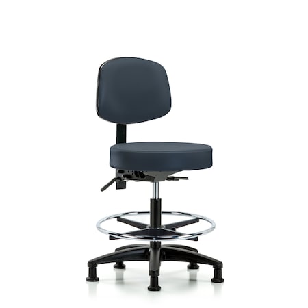Blue Ridge Ergonomics Vin Stool with Back-Med Ben Ht with Seat Tilt, Chr FR, andStat Glides in Imperial Blue Trailblazer Vin BR-VMBST-RG-T1-CF-RG-8582