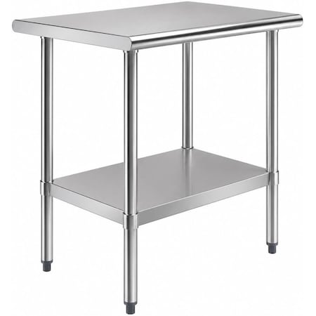 Amgood 24 in. x 36 in. All Stainless Steel Work Table, 35 in. Height Commercial Prep Table with AMG WTSS-2436-Z