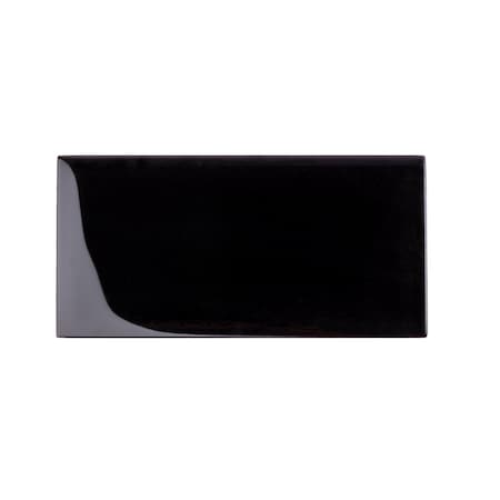 Apollo Tile Black 3 in x 6 in Glass Glossy Wall Subway 5 sqft/case, 40PK APLA88091 3X6A