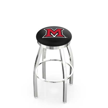 Holland Bar Stool Co 25" Chrome Miami (OH) Swivel Bar Stool, Accent Ring L8C2C25Mia-OH