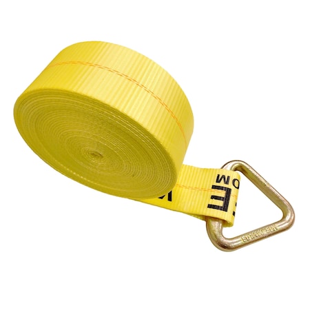 Tie 4 Safe 3'' x 30' Winch Straps w/ Delta Ring WLL: 5,400 lbs. Yellow TWS32-1530-F94-Y-C-1