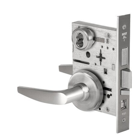 Best Grade 1 Office Mortise Lock, 16 Lever, H Rose, SFIC Housing Less Core, Satin Stainless Steel Finish 45H7AB16H630