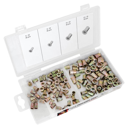 Performance Tool 120 pc. Threaded Rivet Assortment, SAE Steel Rivets, Sheetmetal Plastic W5251
