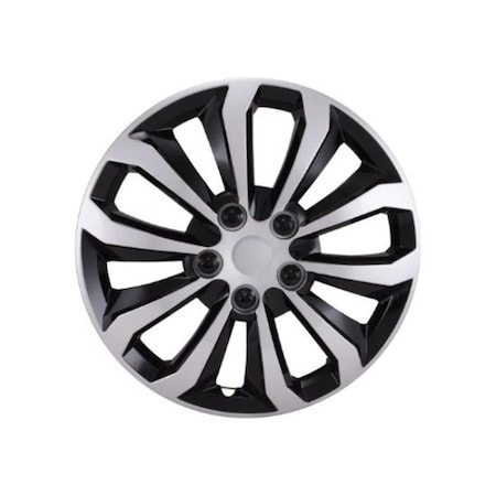 Green Arrow Equipment 106116SB 16 in. 10 Spoke Wheel Cover, Silver & Black - Set of 4 GR3027698