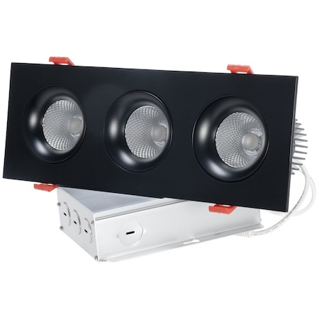 Sunlite 3.5" LED 3 Head Gimbal Regressed Downlight Fixture 36W 2270 Lmen CCT 27K-50K 90 CRI Dimmable 08593-SU