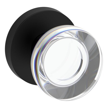 Baldwin Half Dummy Contemporary Crystal Knob and Contemporary Round Rose Satin Black Finish HDCCYCRR190