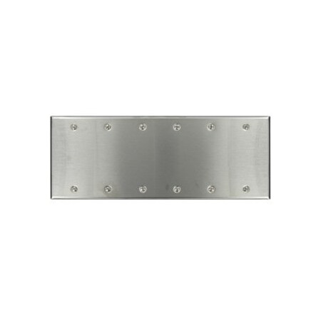 Leviton Blank Wallplate, Standard Size, Gang 6, Brushed Stainless Steel 84066-40