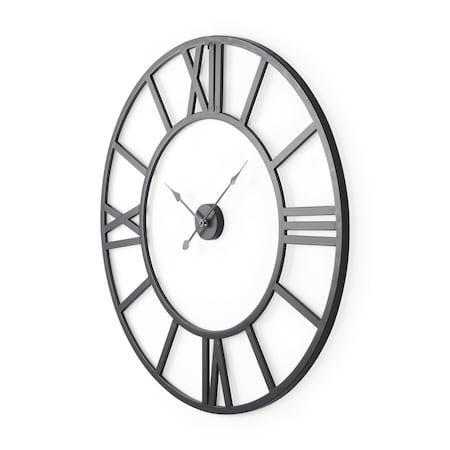 Homeroots 42" Black Iron Analog Round Wall Clock 609407