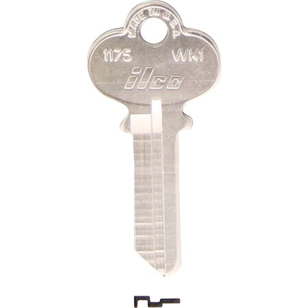 Ilco Weslock Nickel Plated House Key WK1 / 1175, 10PK IAL4126800B