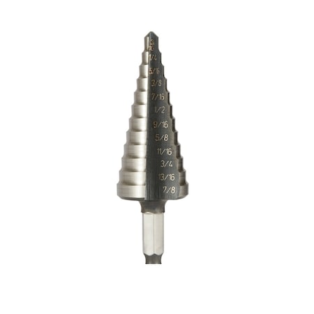 Unibor 3/4in-1.3/8in Multicut Step Drill, 3-Flat Shank 06X4E