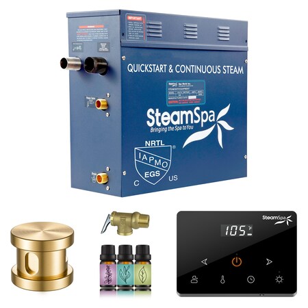 Steamspa Oasis Series 4.5KW Steam Bath Generator w/ Continuous Steam Plus Handheld Control in Gold OAW450GD