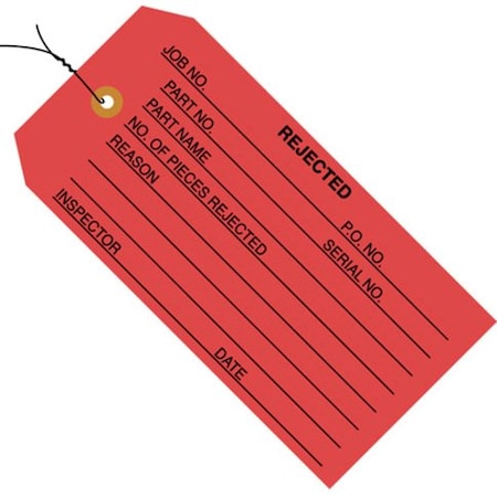 Partners Brand Tag StrungRejected, 4-3/4"x2-3/8", PK1000, 13 Point Cardstock, 4 3/4" W, Red, 1000 PK G20032