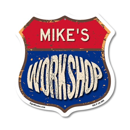 Signmission Mike's Workshop, 18 Inch X 18 Inch, Plastic Sign SHI-P-18-489-MIKE