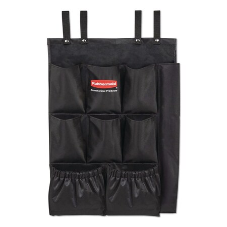 Rubbermaid Commercial Fabric 9-Pocket Cart Organizer, 19.8 x 1.5 x 27.5, Black, 6PK 2202582