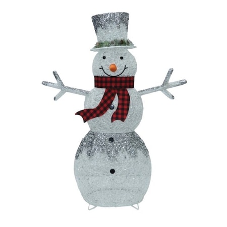 Santas Forest Pre-Lit Glitter Frosted Snowman, White, LED, Internal Light 56920