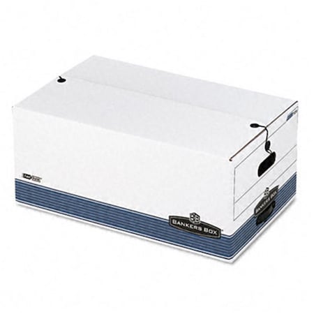 Bankers Box Stor/File Storage Box- Legal- String and Button- White/Blue, 4PK 70503