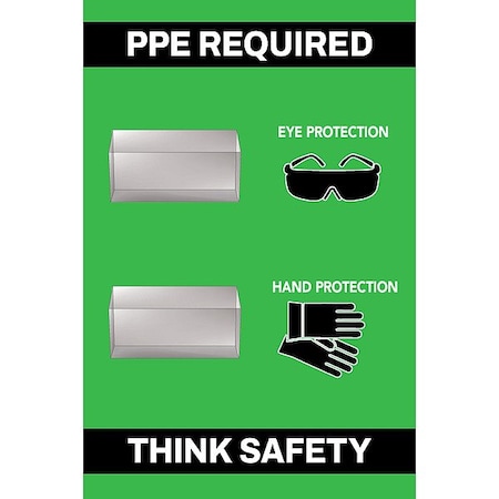 Visual Workplace PPE Shadow Board, Green, 24 in H 30-1910-3624-P51403