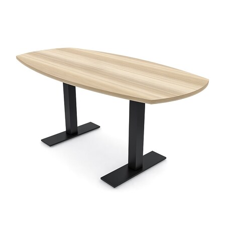 Skutchi Designs 6 Person Conference Table With Power Unit | 6' Boat Table | Harmony Series HAR-BOT-36X72-T.BK-K525-NA