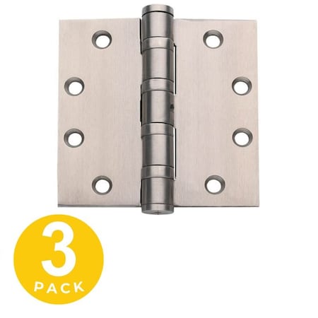 Global Door Controls 4.5 in. x 4.5 in. Stainless Steel Ball Bearing Commercial Hinge, in Satin Stainless Steel, 3PK CSH4545BB-32D-3
