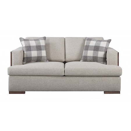 Homeroots 72in Beige And Brown Linen Loveseat 515743