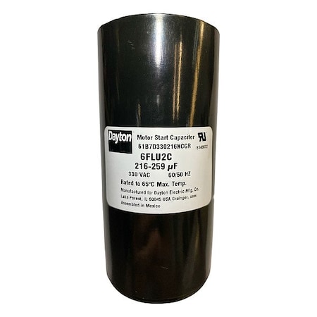 Dayton Motor Start Capacitor, Round 6FLU2