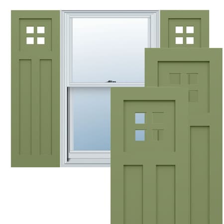 Ekena Millwork True Fit PVC San Antonio Mission Style Fixed Mount Shutters, Moss Green, 15W x 29H, PR TFP001ST15X029MG