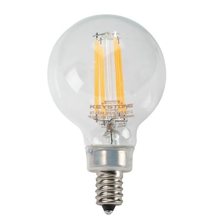 Keystone Small Globe Filament Bulb, 40W Equivalent, G16.5 shape, E12 Candalbra base, 5000K, 90 CRI, Clear KT-LED4.5FG16-E12-950-C