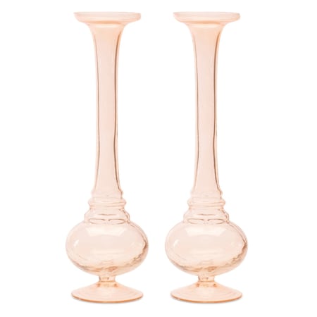 Homeroots Set of Two 11" Pink Glass Trumpet Table Vases, 2PK 632605