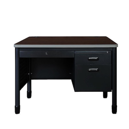 Regency Single Pedestal Desk, Steel Frame, 48 in W 66348SPCDNWBK