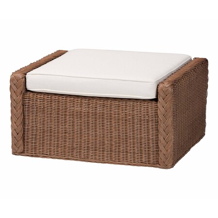 Bali & Pari Derris Bohemian Peanut Brown Braided Rattan Footstool 256-14076-ZORO