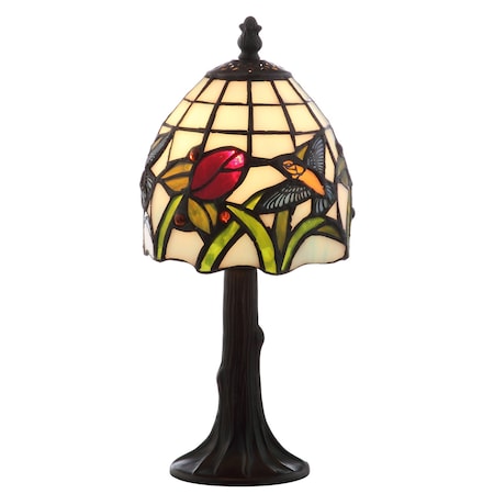 Jonathan Y Hummingbird Tiffany-Style 12" LED Table Lamp, Bronze JYL8014A