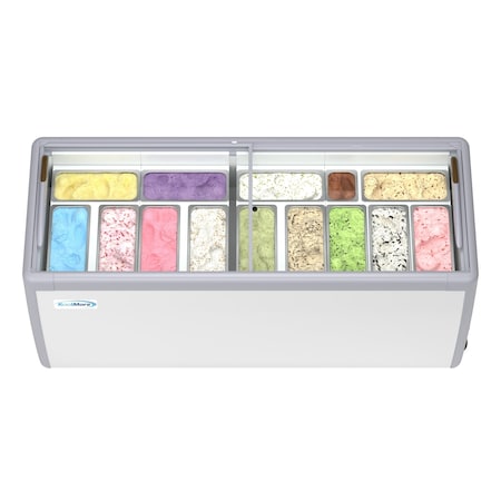 Koolmore 70 in. Gelato Dipping Cabinet Display Freezer with Sliding Glass Door, 13 Pans, 20 Cu. Ft. KM-GDC-71SD
