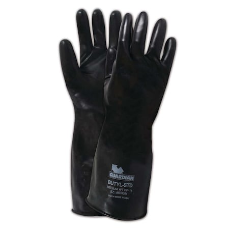 Guardian Mfg Cp14 14 Chem Resist Smooth Finish Butyl Gloves, Med, PR 51403