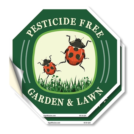 Signmission Pesticide Free Garden & Lawn, 6 inch X 6 inch, Vinyl Decal, 2PK OC-D-2PACK-6-124