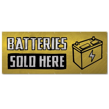 Signmission Batteries Sold Here, 48 Inch, Banner B-120-30346
