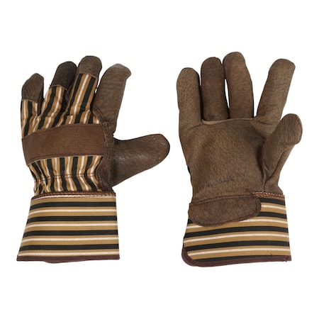 Condor Leather Gloves, Pigskin, Safety Cuff, Wing Thumb, Full Finger, brown/black/white, XL, 1 PR 4TJZ2