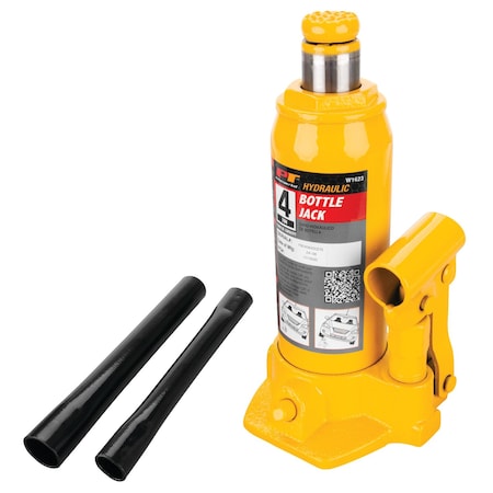 Performance Tool 4 Ton Hydraulic Bottle Jack, 8000 lb Capacity, Steel Saddle, Portable W1623