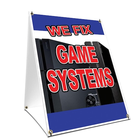 Signmission We Fix Game Systems, 24 Inch x 18 Inch A-frame Yard Sign, Plastic Sign SBC-1824-We Fix Game Systems