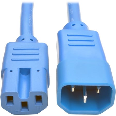Eaton Tripp Lite Series Power Cord C14 to C15 - Heavy-Duty, 15A, 250V, 14 AWG, 2 ft. 0.61 m, Blue P018-002-ABL