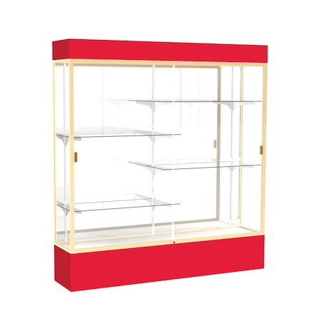 Ghent Lighted Floor Display Case 72x80x16, Mirror, Champange 3176MB-GD-RD