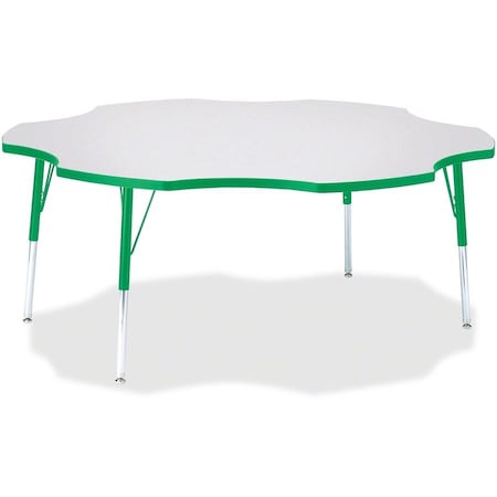 Jonti-Craft Berries Six Leaf Activity Table, 60 in., A-height, Freckled Gray/Green/Gray 6458JCA119
