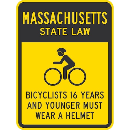 Lyle Bicyclists 16 Years And Younger Must Wear A Helmet (with Cyc, 18x24, Non-Reflective, Yellow G-11186-NA_18x24