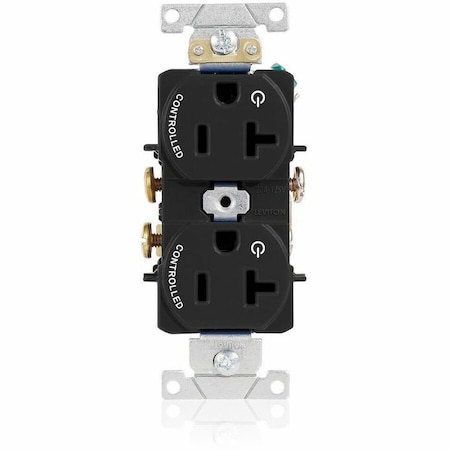 Leviton Duplex Outlet, Black 20A 125V 5362-S2E