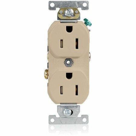Leviton Straight Blade Receptacle, 5-15R, 15 A, 125V AC, Flush Mount, Self-Grounded TBR15-I