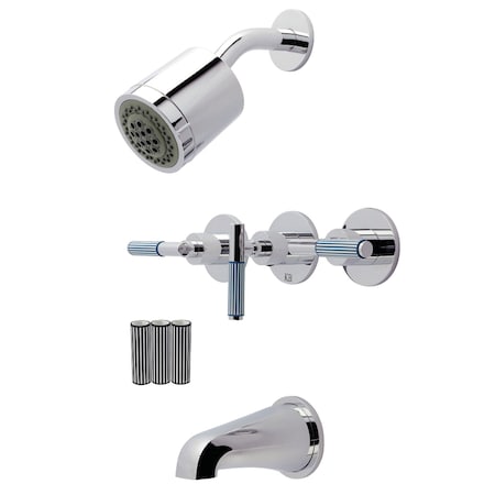 Kingston Brass Triple-Handle Tub and Shower Faucet, Polished Chrome KBX8131KPS