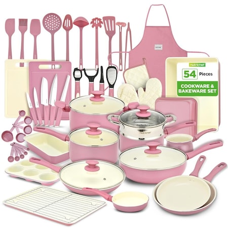 Nutrichef 54-Piece Kitchen Cookware Set NCCW54PNK