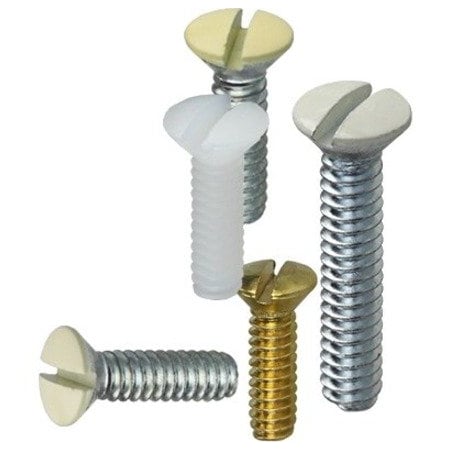 Dottie Slotted Oval Wall Plate Screw Kit, Zinc Plated Finish, Carbon Steel, Stainless Steel, Brass, Nylon APS1